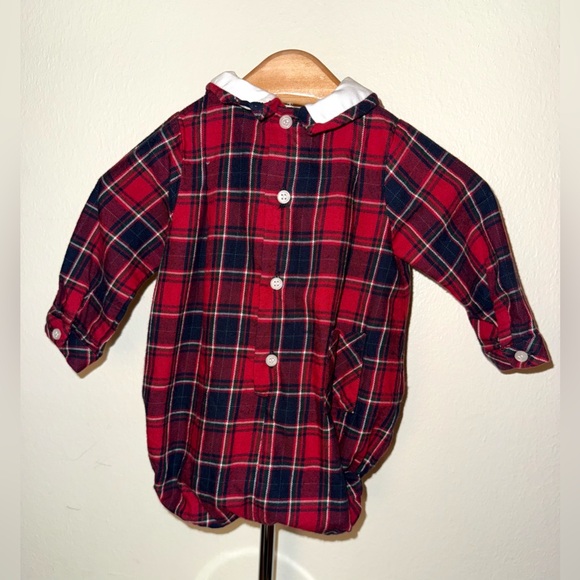 Sophie and Lucas red tartan long sleeve romper, size 6 mos - Picture 3 of 5